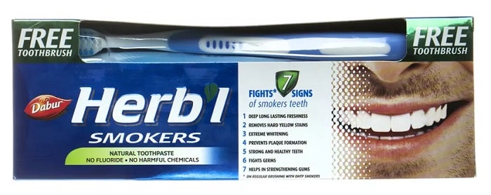 Зубная паста для курильщиков Dabur, 150 г + зубная щетка