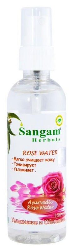 Розовая вода для лица спрей (Rose Water) Sangam Herbals, 100 мл