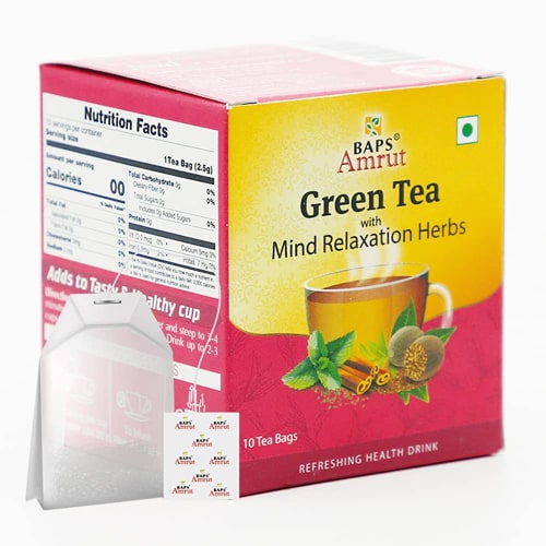 Зеленый чай с травами Релакс (Green tea with Mind Relaxacion herbs) Baps Amrut, 10 пак