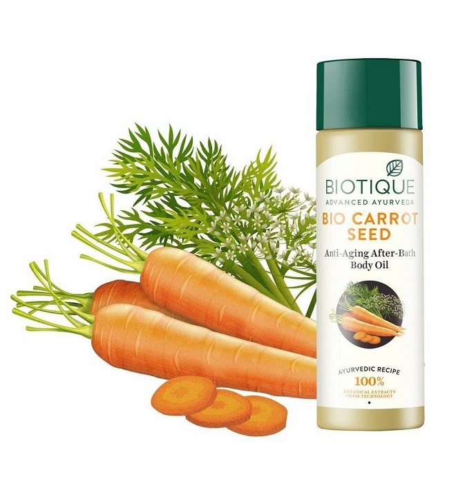 Масло для тела после душа Антивозрастное Морковь (Carrot Seed Anti-Aging After-Bath Body Oil) Biotique, 120 мл