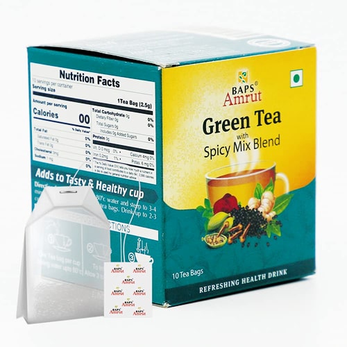 Зеленый чай со смесью пряностей ( Green Tea With Spicy Mix Blend) Baps Amrut, 10 пак