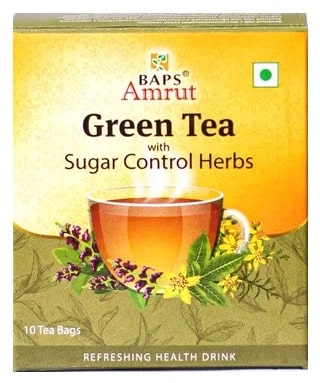 Зеленый чай с контролирующими сахар травами (Green Tea with Sugar Control Herbs) Baps Amrut, 10 пак