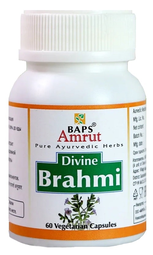 Брами капсулы (Divine Brahmi) Baps Amrut, 60 капс