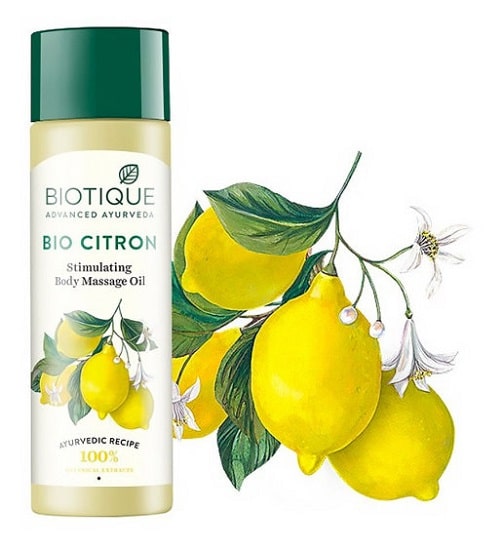 Стимулирующее массажное масло Цитрон (Citron Stimulating Body Massage Oil) Biotique, 200 мл