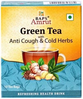 Зеленый чай с травами от кашля и простуды (Green Tea with Anti Cough & Cold Herbs) Baps Amrut, 10 пак