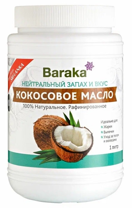 Кокосовое рафинированное масло Барака (Coconut Oil) Baraka, 1000 мл