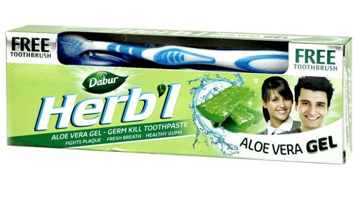 Зубная паста гелевая Алоэ вера (Aloe Vera Toothpaste) Dabur, 150 г + зубная щётка