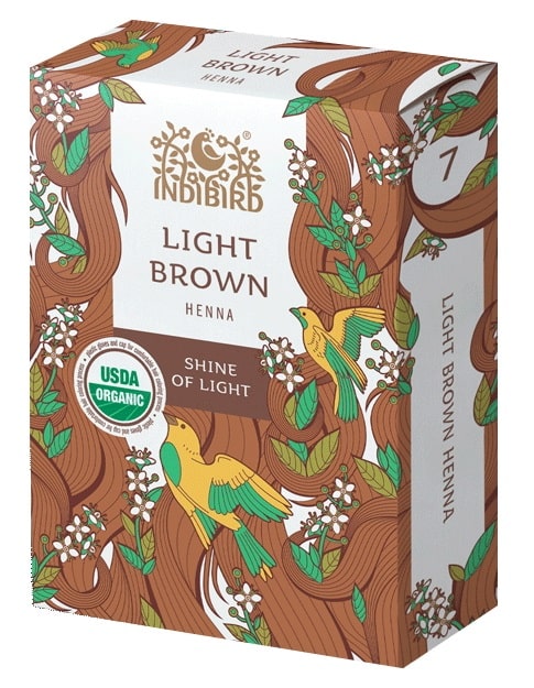 Хна Светло-коричневая (Light Brown Henna) + шапочка и перчатки Indibird, 100 г