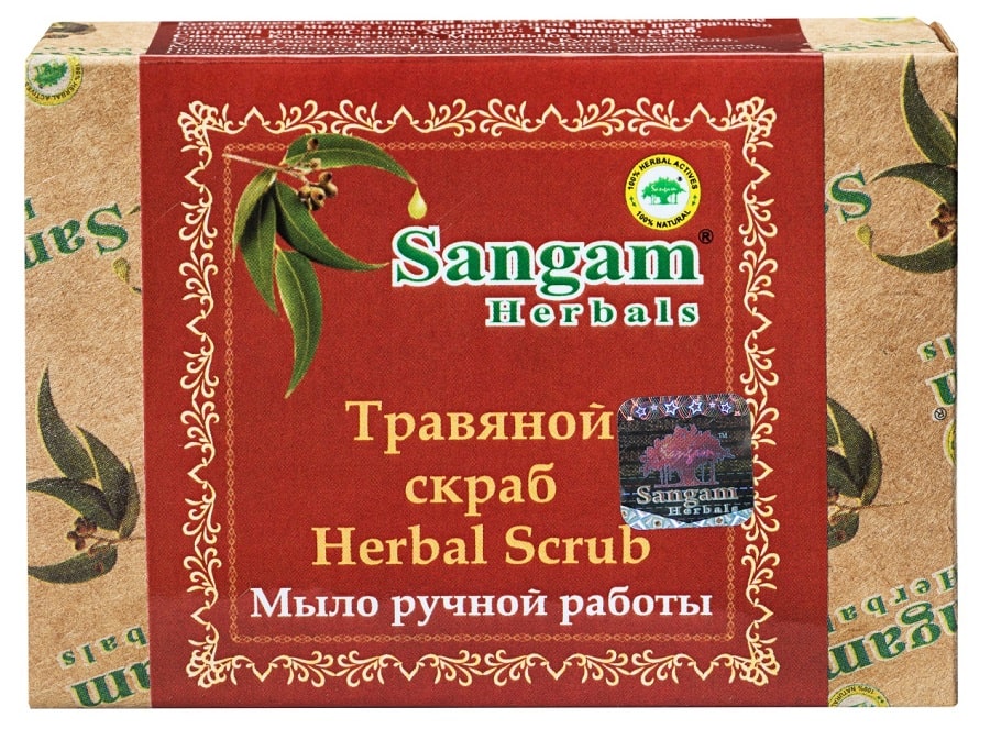 Мыло с глицерином Травяной Скраб Sangam Herbals, 100 г