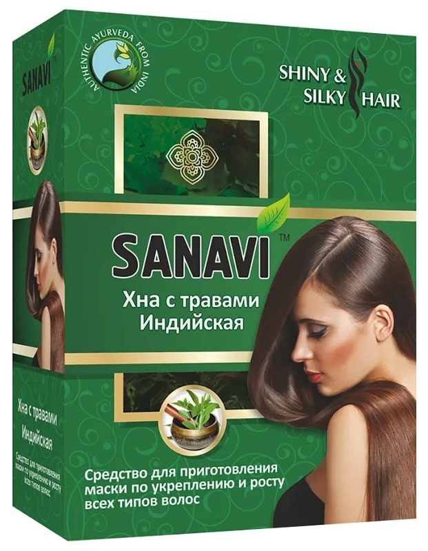 Хна для волос с травами индийская Sanavi, 100 г