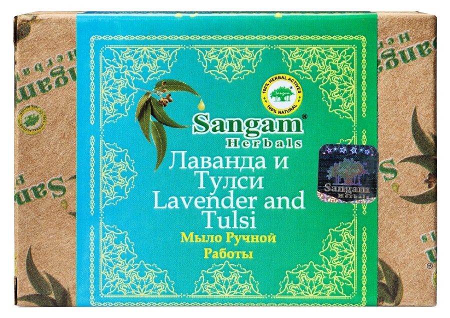 Мыло Лаванда и Тулси с глицерином Sangam Herbals, 100 г
