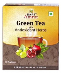 Зеленый чай с антиоксидантными травами (Green Tea with Antioxidant Herbs) Baps Amrut, 10 пак