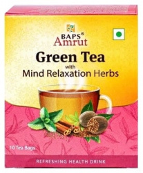 Зеленый чай с травами Релакс (Green tea with Mind Relaxacion herbs) Baps Amrut, 10 пак